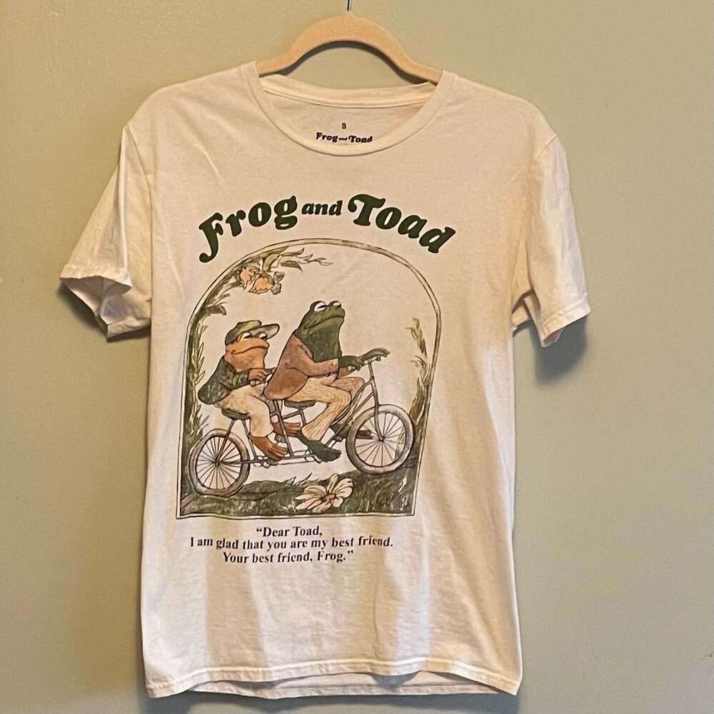 Frog and Toad‎ Together Tandem Bicycle Graphic T-Shirt Size Small Ivory,